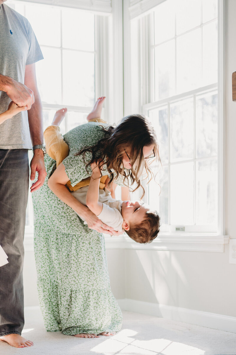 mom dancing with son