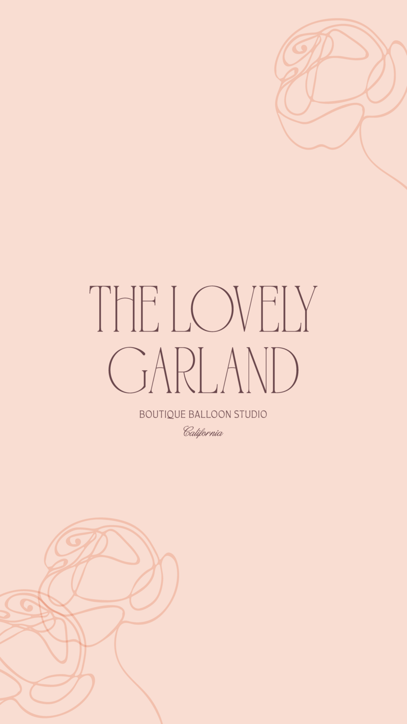 The Lovely Garland logo on a light pink background with flower icons in the corners
