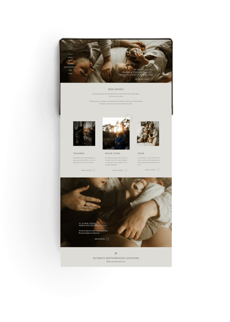 Showit website voor fotograaf  Lieselot Engelen