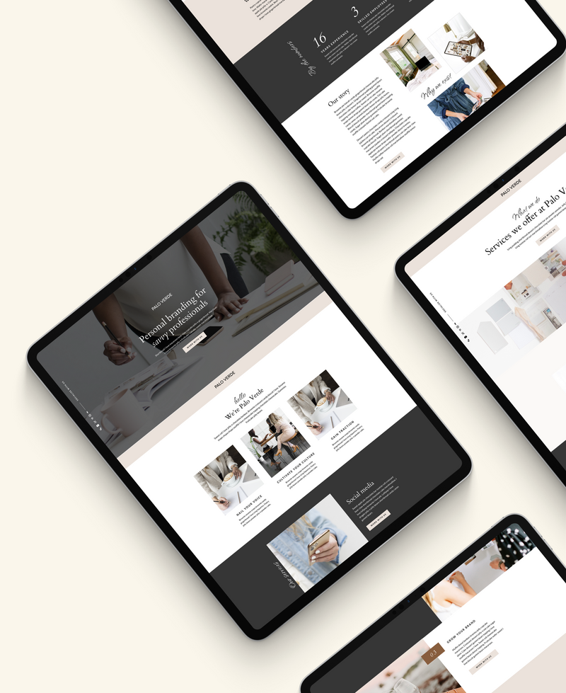 Palo Verde Showit Template on a tablet