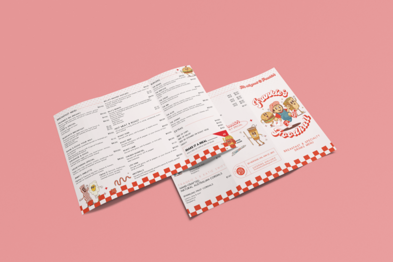 Frankie's Foodhall Menu, Branding Project by Leithal and Co
