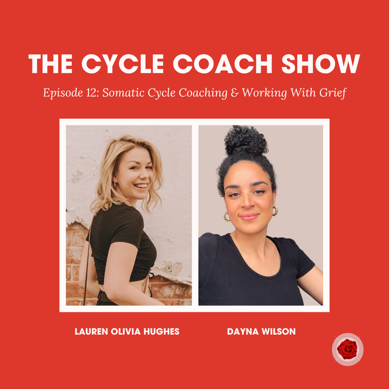A podcast episode cover with Lauren Olivia Hughes and Dayna Wilson