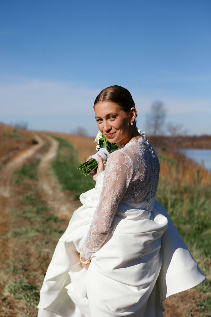 Sunlit bridal portraits at private residence farm wedding at Buckhorn Hollow Farms in Tennessee,  Lindsey Whatley Photo, East Coast Documentary-style wedding photographer for the untraditional 