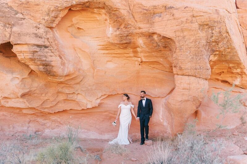 Las Vegas Wedding Couple holding hands