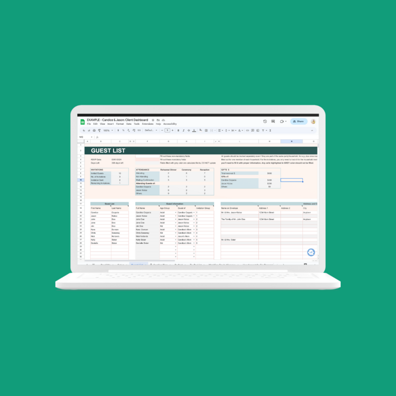 Wedding Planner Budget Google Sheet Client Dashboard 3