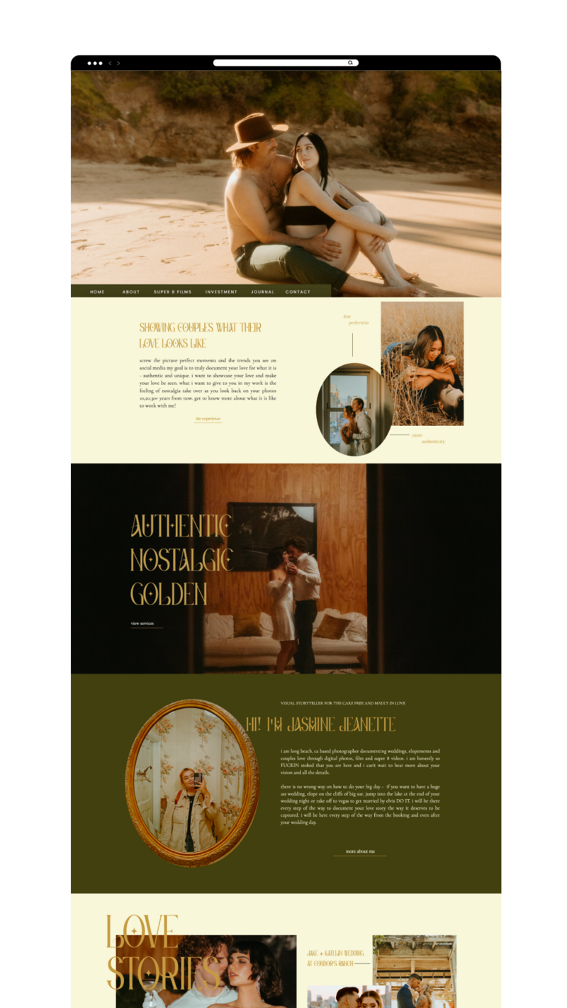 Jasmine jeanette's homepage mockup design