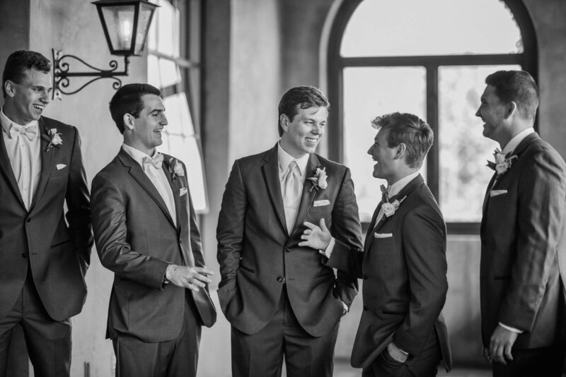 A groom and his groomsmen upstairs at Summerour Studio.