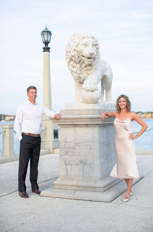 St Augustine bridge of lions engagement photo, artistic and timeless