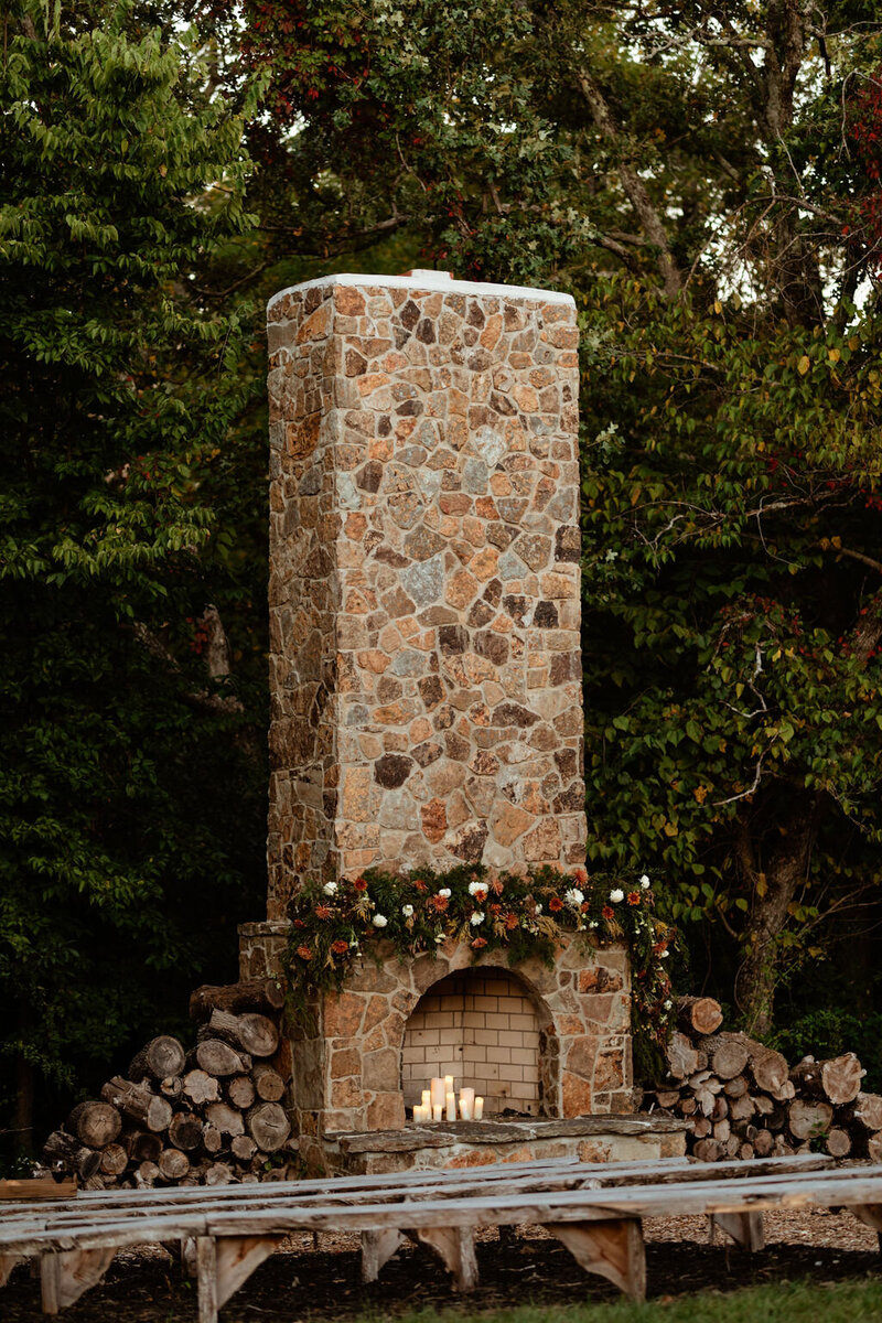 Stone Fireplace for outdoor wedding ceremonies