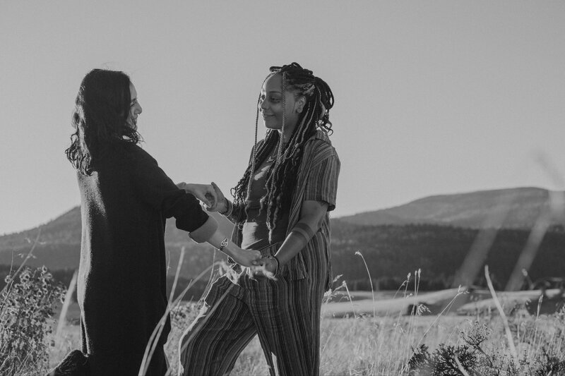 Couple holding hands in albuquerque new mexico.