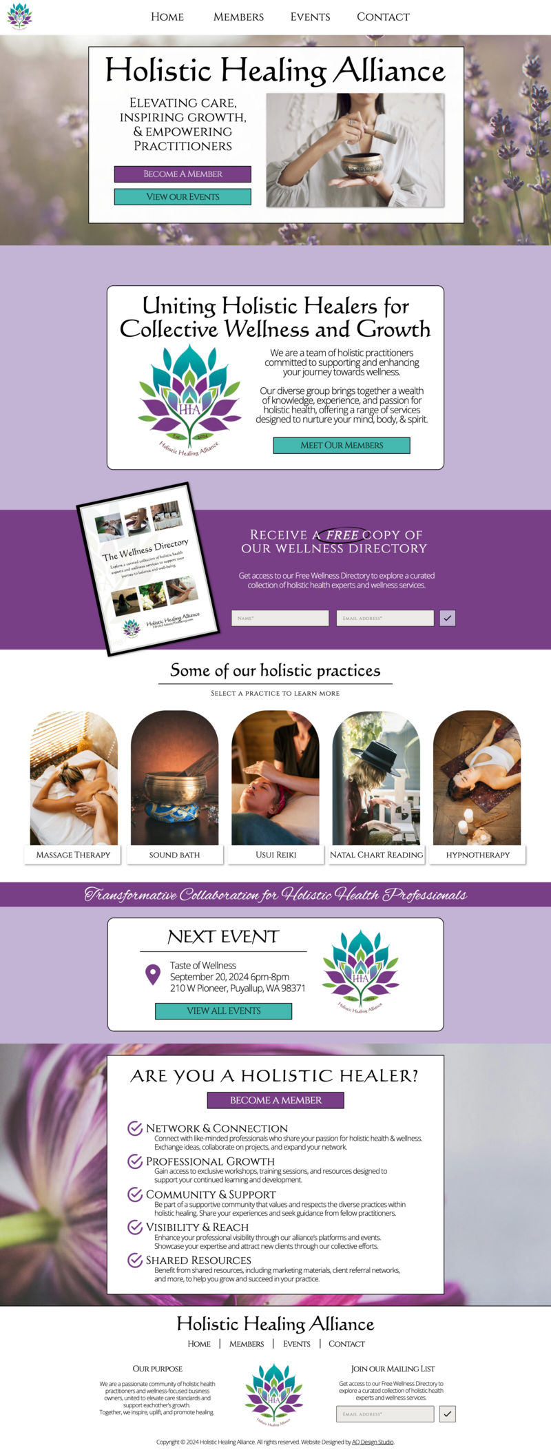 Featured website design project for HHA in Tacoma, Washington created by AQ Design Studio