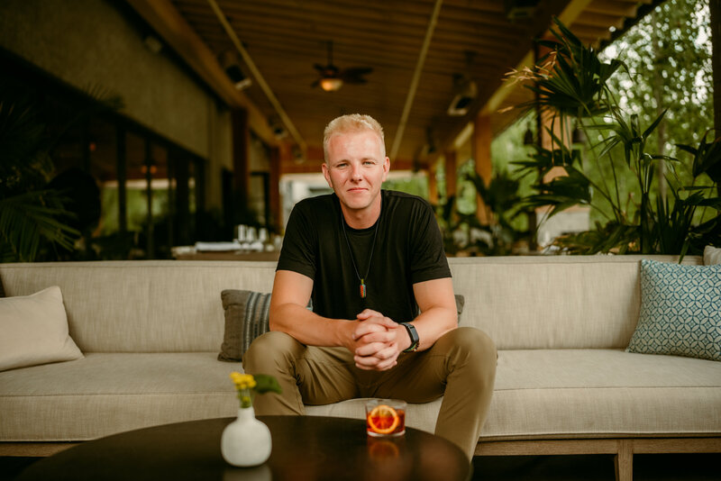 Professional online dating portrait of a man in an urban Minneapolis setting, captured for a dating profile