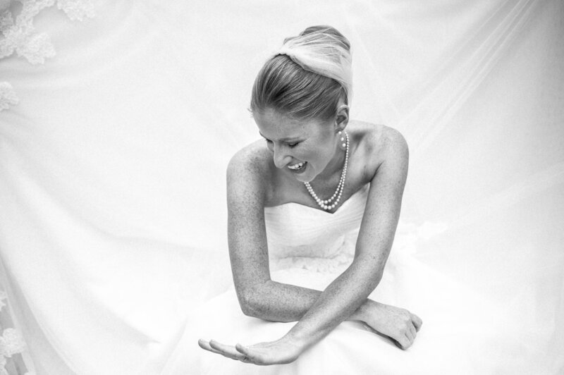 Black and White Shot of Bride Looking at Ring Philadelphia - Annie Hosfeld Photography