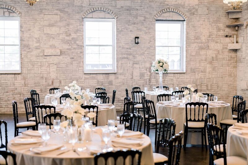 Wedding reception for modern couple at St. Louis historic venue