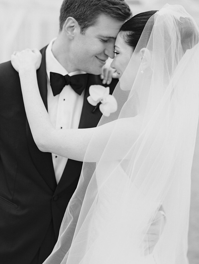 Bride and groom walk up memorial steps at their DC wedding