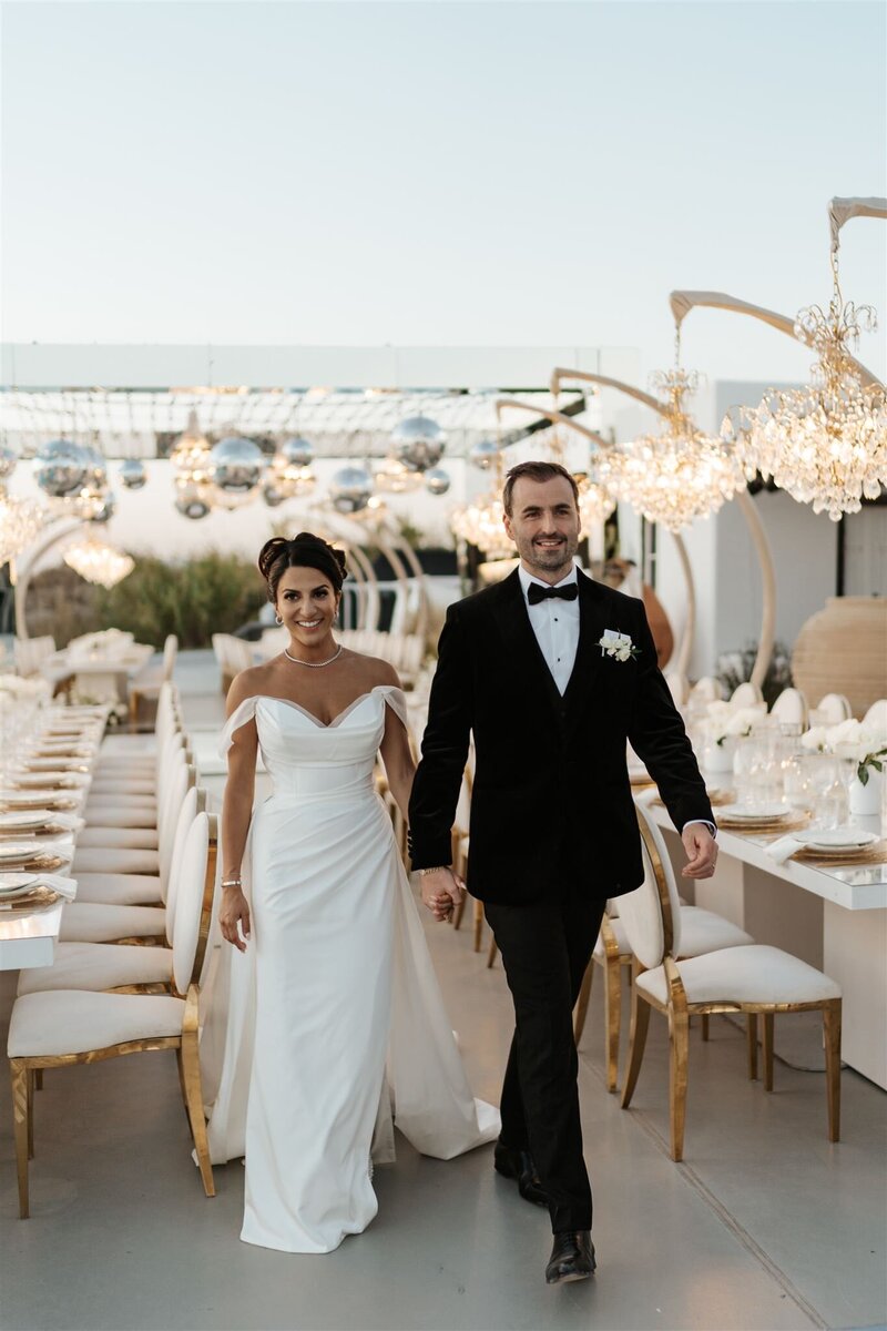 Cliffside Bride and Groom portrait Santorini Greece