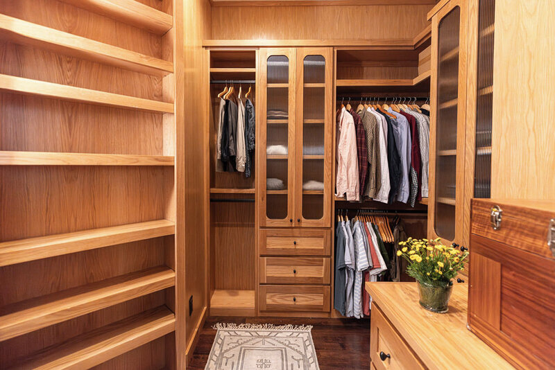 Natural, warm closet, designed by Hope Miriam Designs in DFW