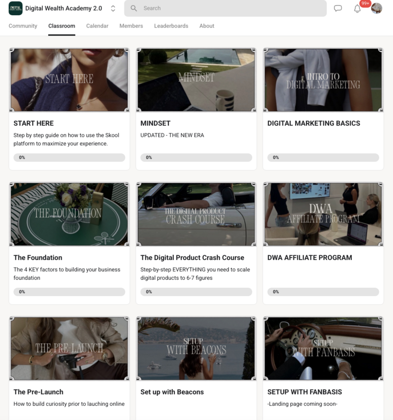 Screenshot of Digital Wealth Academy course