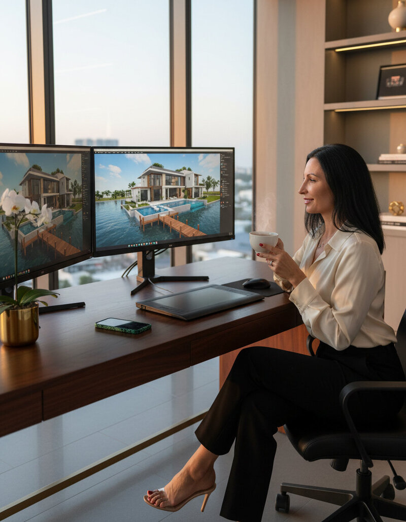 Luxury 3D exterior render for a modern investment property