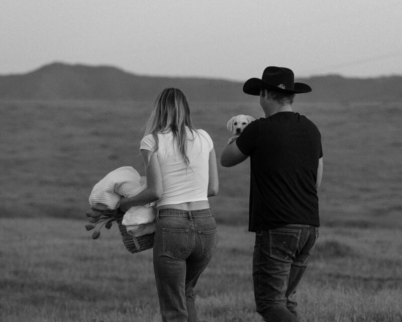 Couples Engagement Photos black and white walking candid in San Luis Obispo
