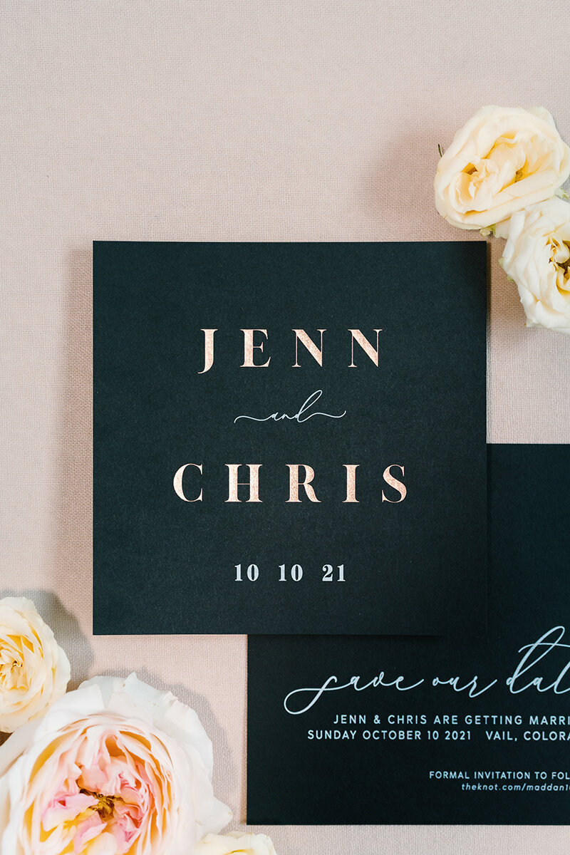 Modern Black Vail Save the Date Card