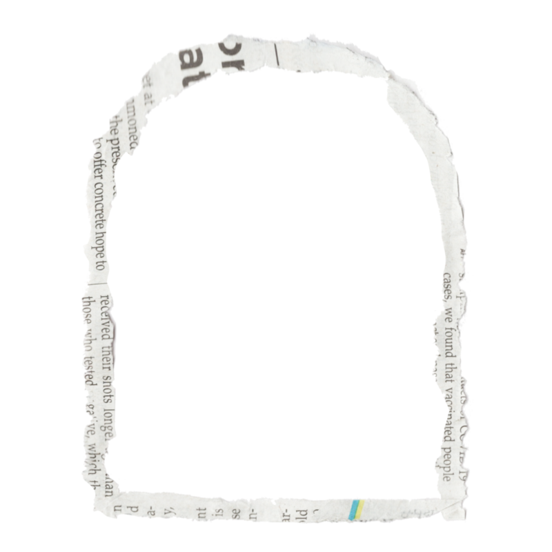 Arched ripped newspaper frame