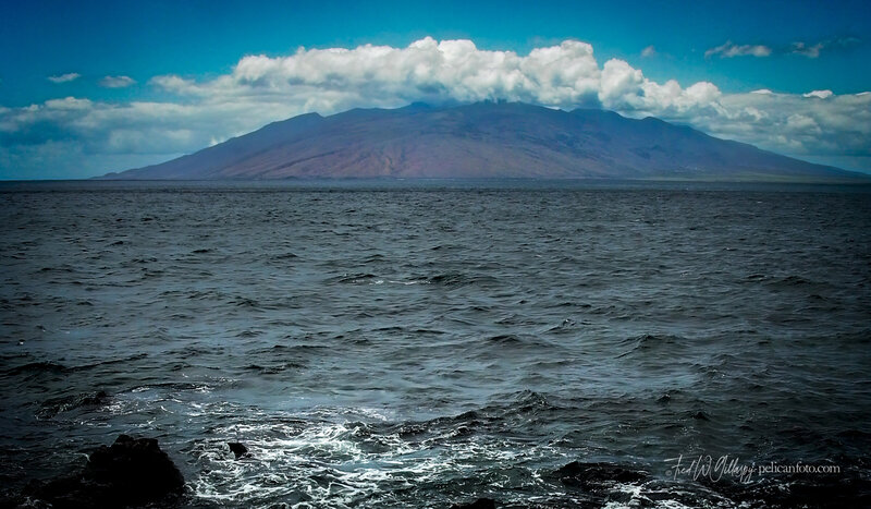 Hawaiian Island of Lana'i  covered with clouds