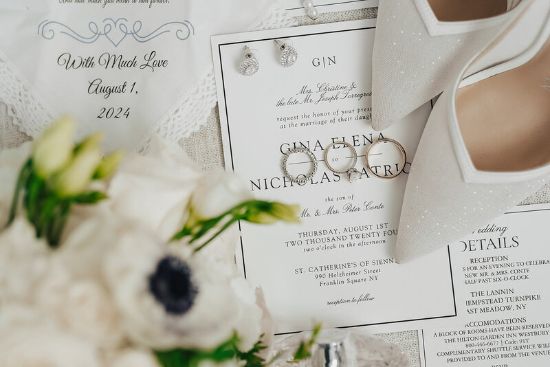 luxury wedding invitation flatlay