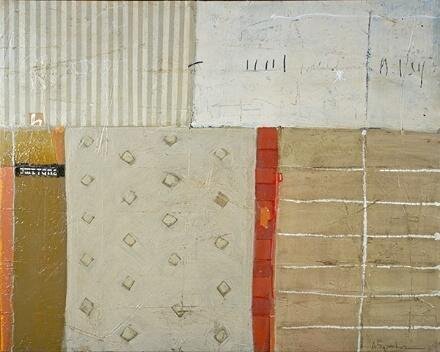 Abstract painting of various blocks of textures