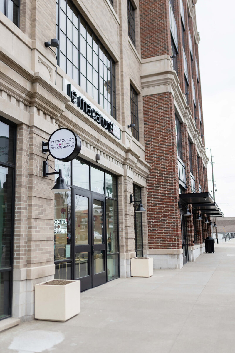 Aaron Parker, co-owner Le Macaron Fishers, IN building exterior
