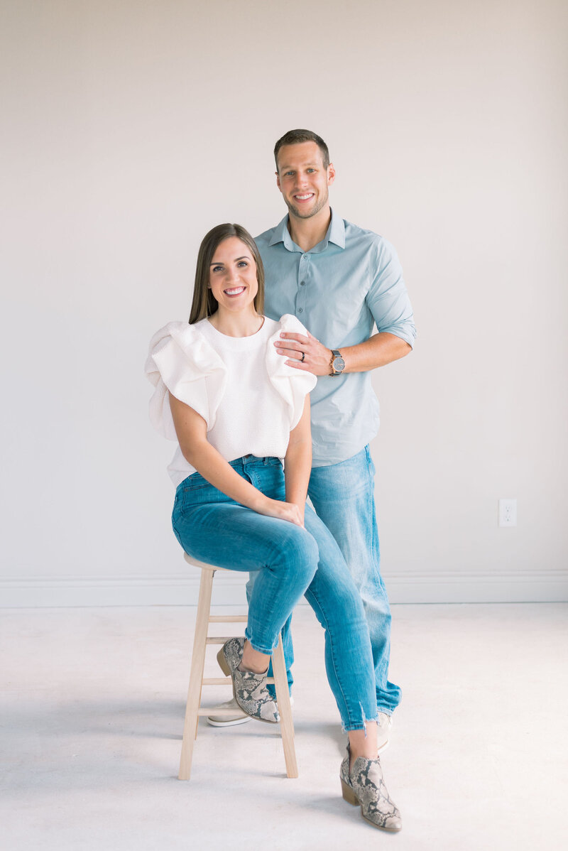 Bride and groom walk up memorial steps at their DC wedding