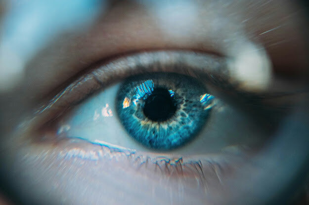 blue human eye ball