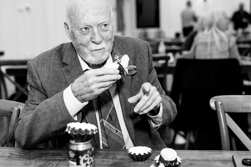 Grandfather eating cake