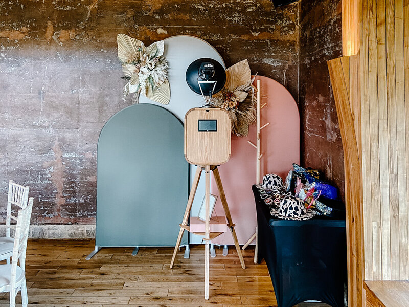 Photo Booth setup during a wedding party at elmore court wedding venue in Gloucestershire