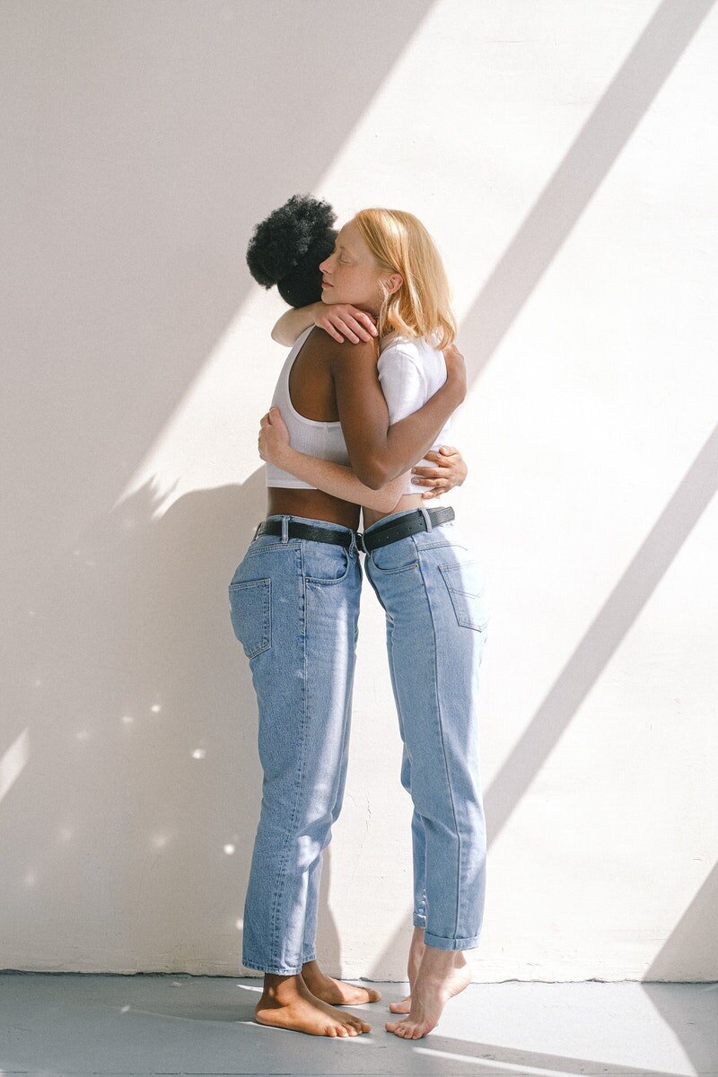 two women hugging