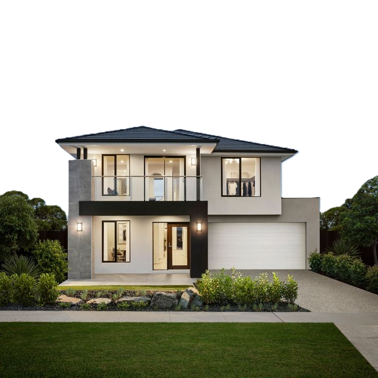 Two-storey home with professional exterior lighting installed by Captis Creations Perth