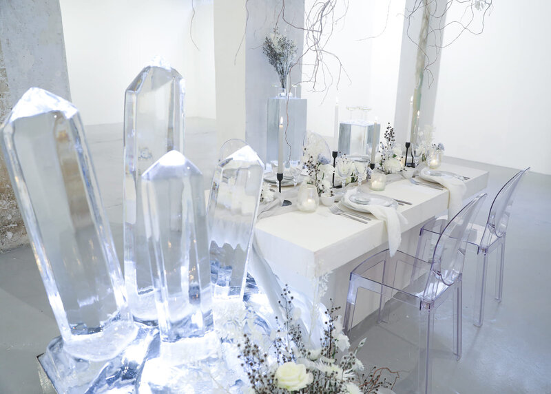 décoration-sculpture-glace-table