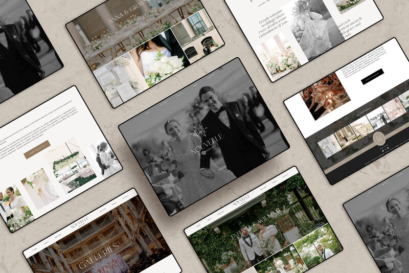 Landscape layout of Nouvelle Weddings website homepage — part of full rebrand project