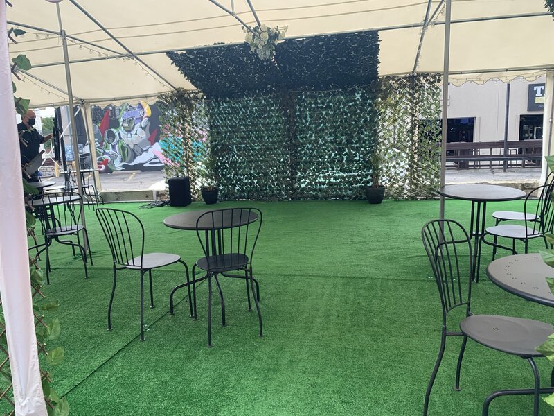 Tent empty with backdrop