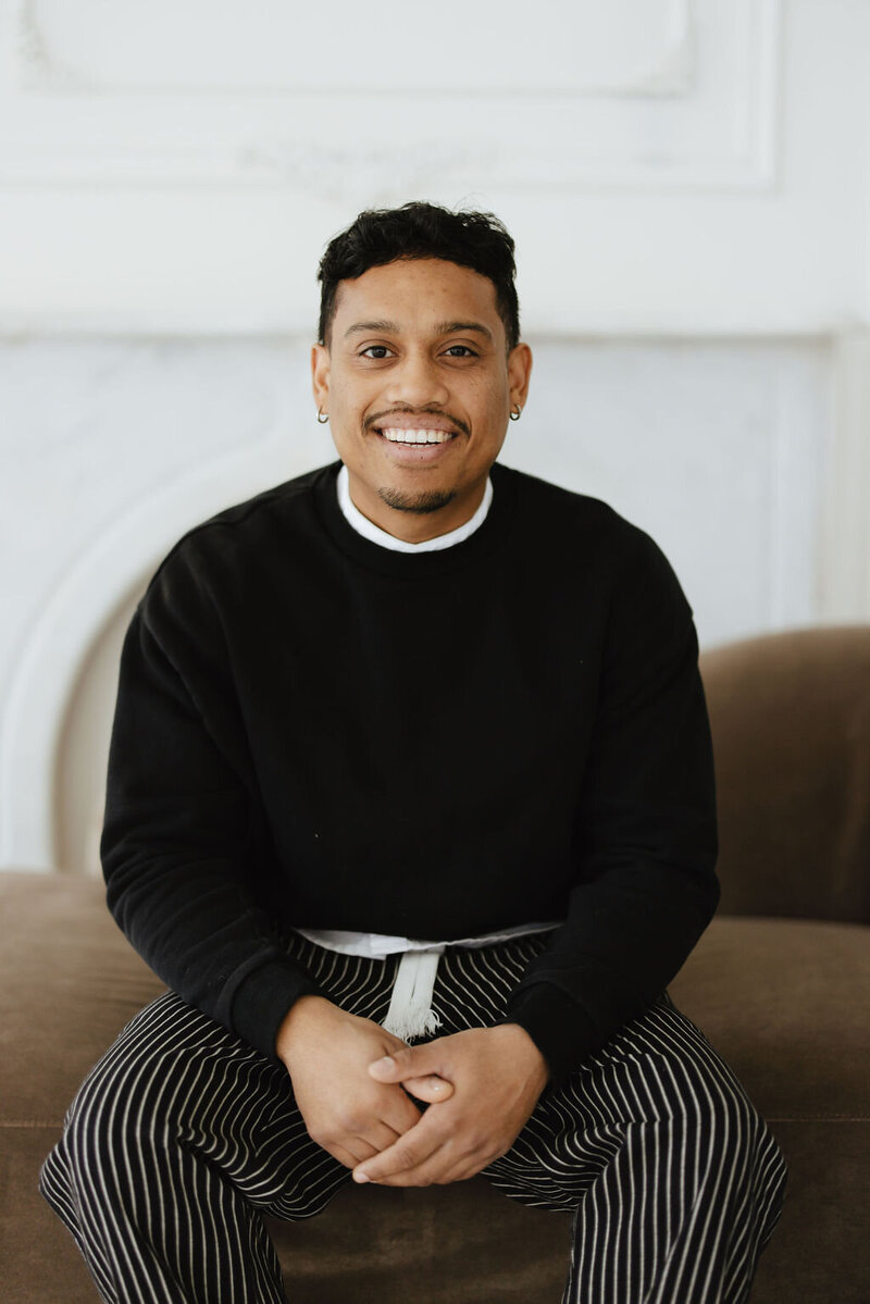 Man standing in a studio rental space in Chicago.