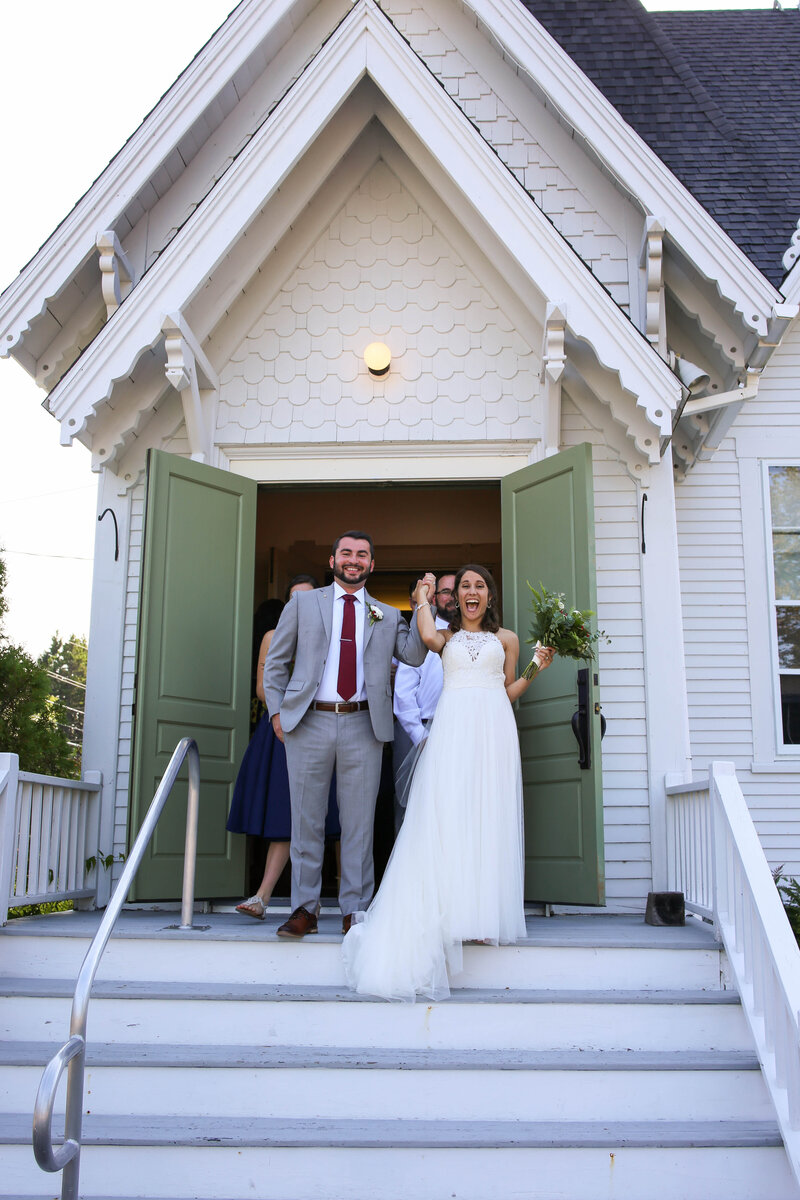 Bride and Groom exiting the church | Bar Harbor, Maine Wedding Photographer