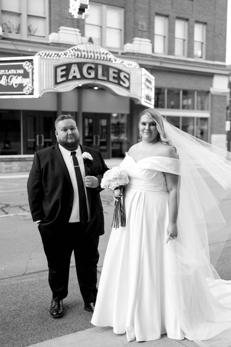 Indiana_Michigan_Wedding Planner_Ana Pierson Photography_Eagles Theatre_Wabash Indiana_Bridal Fashion_Editorial_B&W Portrait