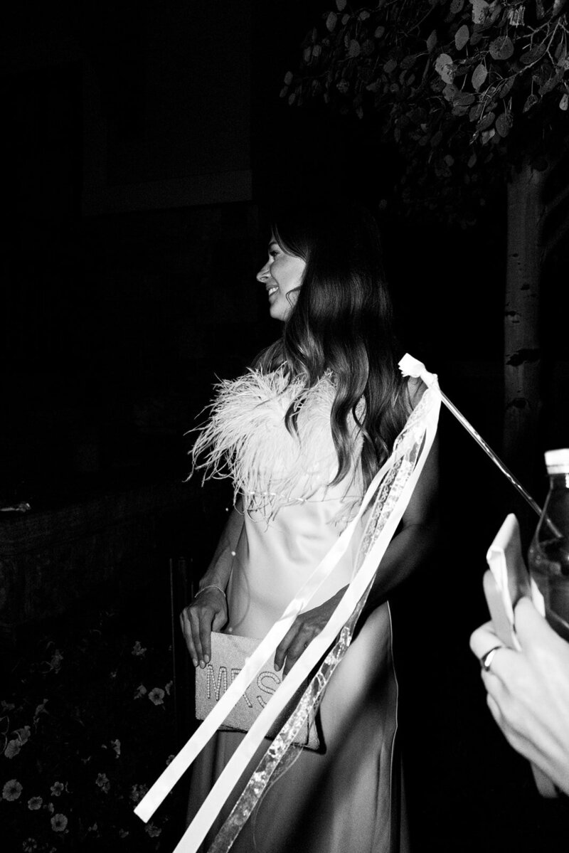 bride after party look in Vail, Colorado