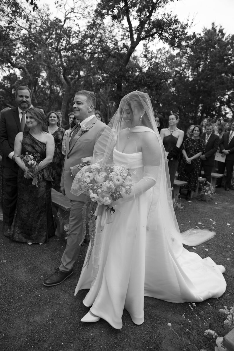 Bride walking down the aisle at a Texas Wedding Venue