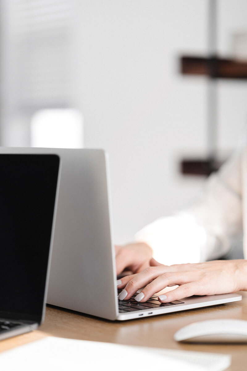 Woman using laptop