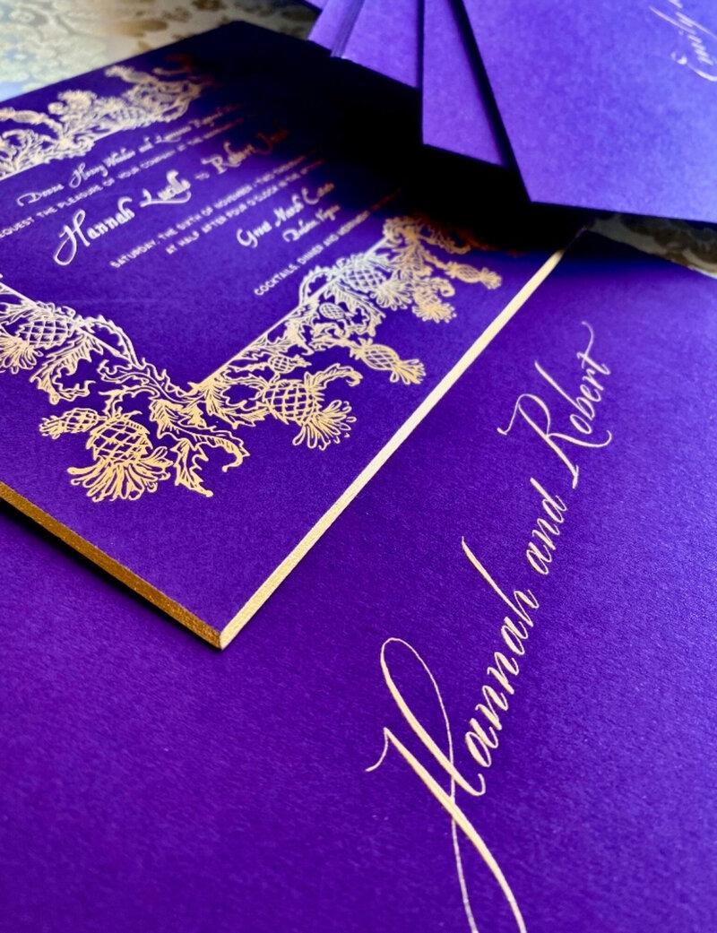Violet Envelope with custom calligraphy in Washington, DC
