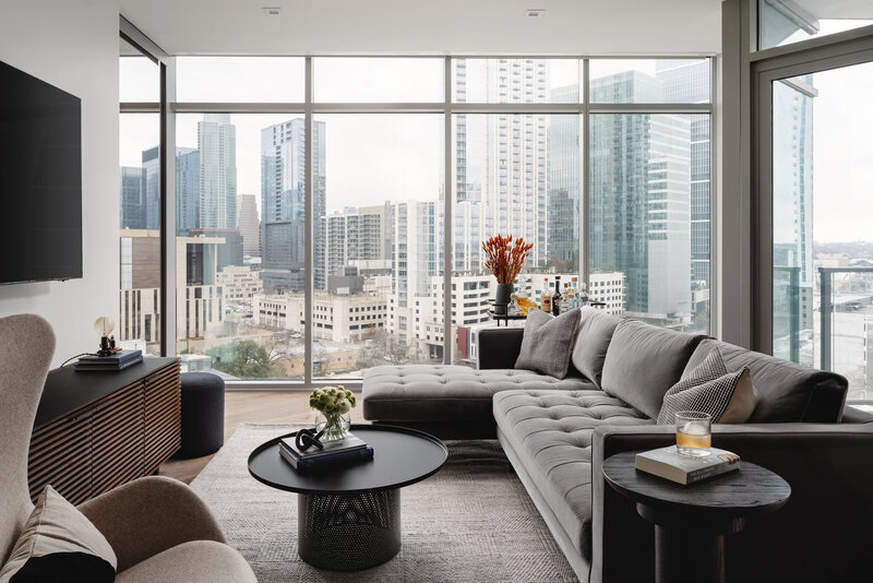 Apartment condo overlooking city view
