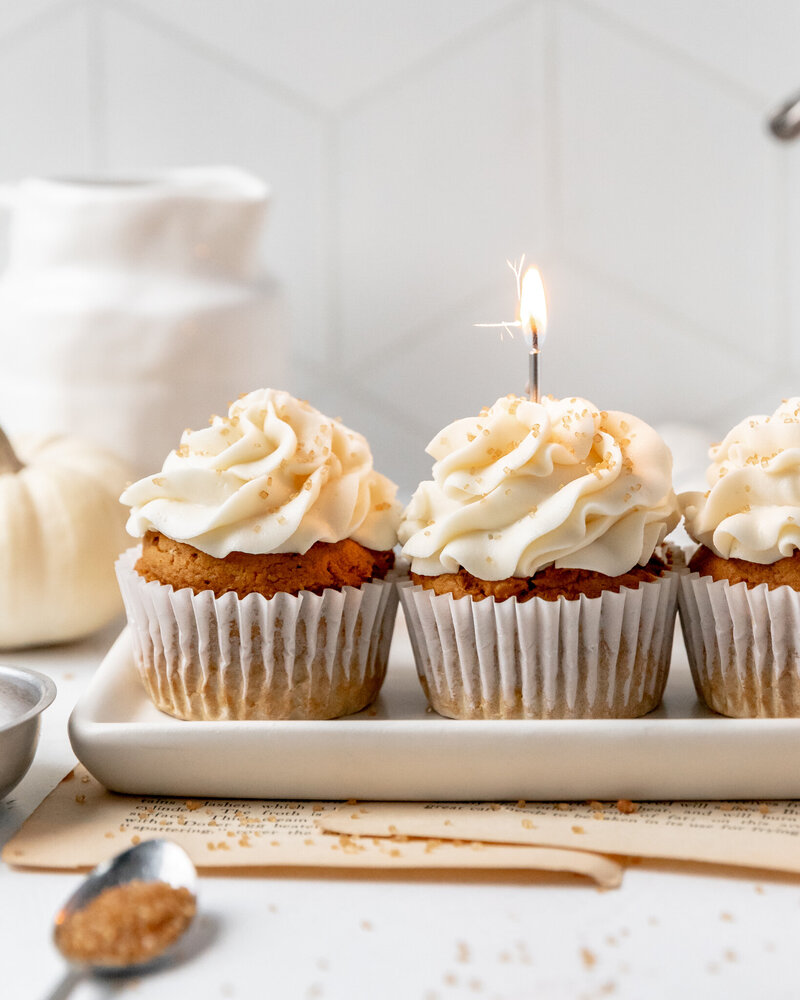 a cupcake with a birthday candle in it