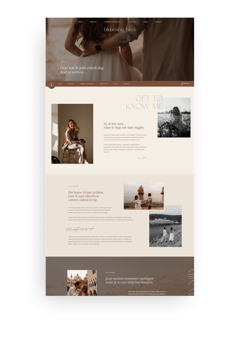 Boho Showit website template voor fotografen