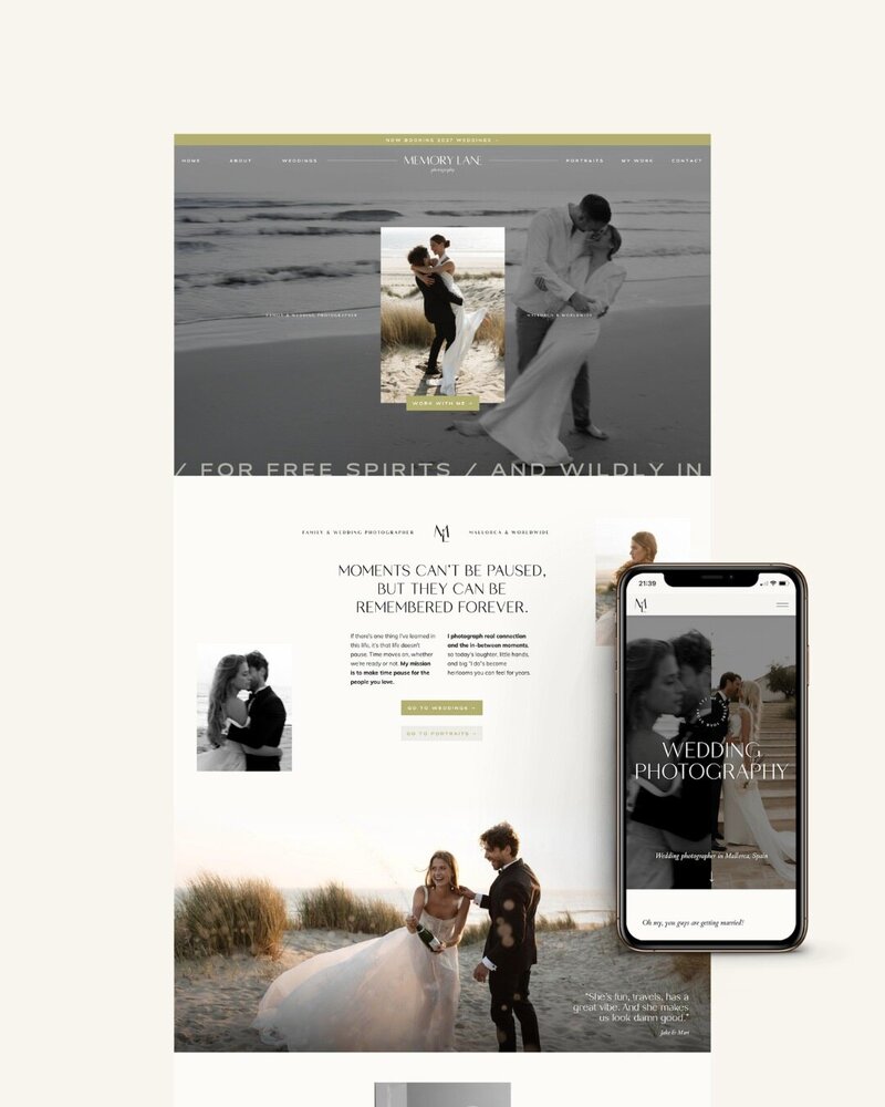 Showit template for wedding photographers